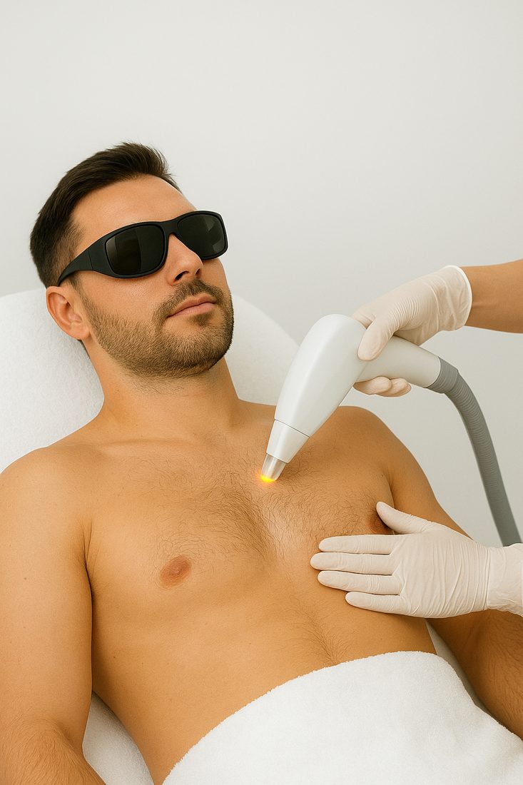 Men's laser hair removal on the chest
